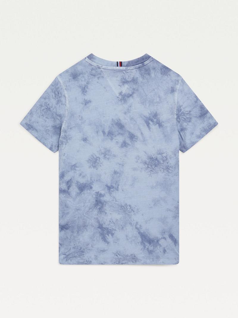 Fiú Tommy Hilfiger Organic Pamut Tie-Dye Póló Kék | HU 2284FDN